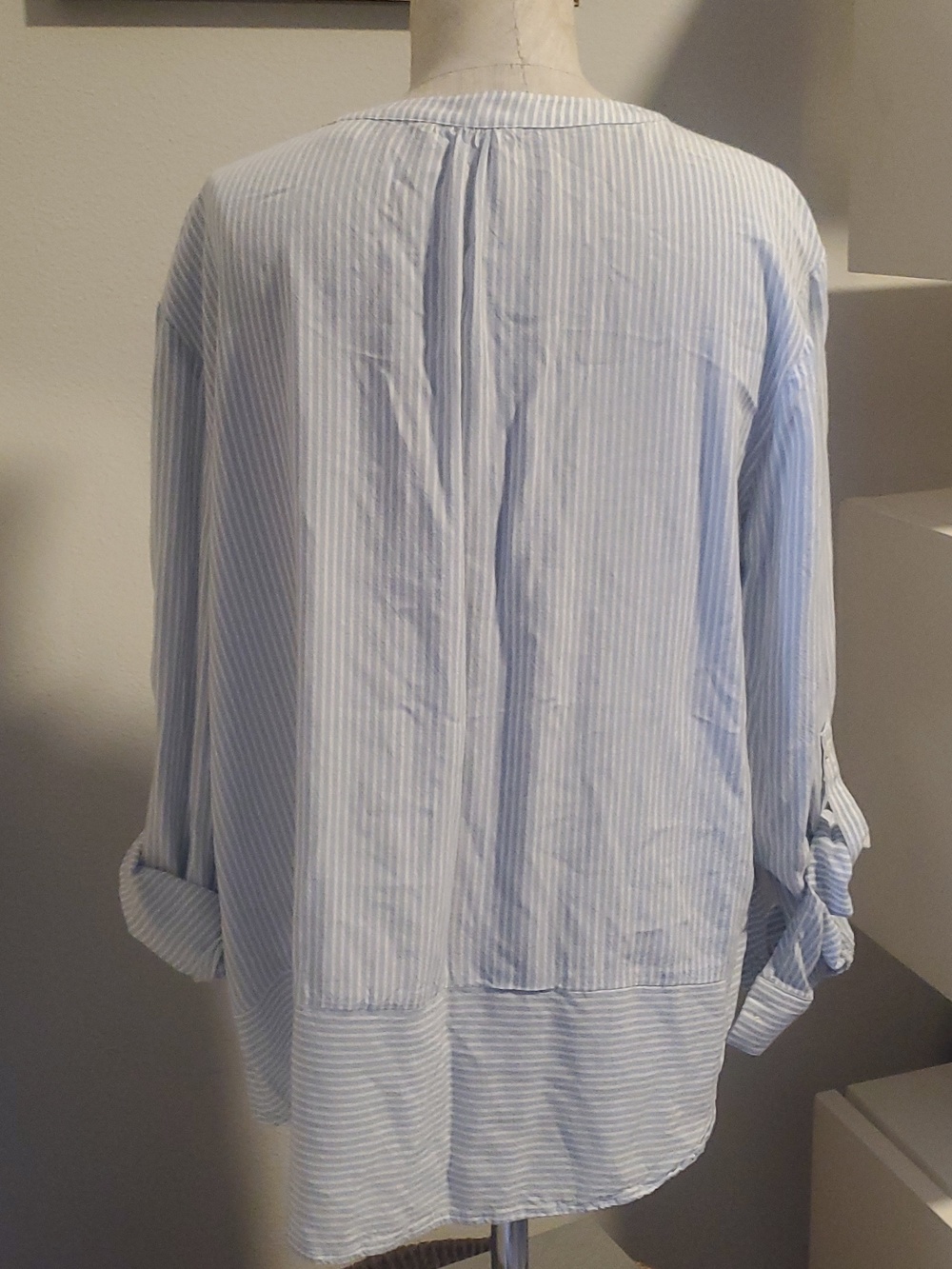 Westbound,  Light Blue & White Striped Pullover Shirtwes, Size L - Picture 6 of 8